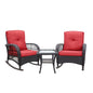 3 Pieces Outdoor Wicker Rocker Patio Bistro Set