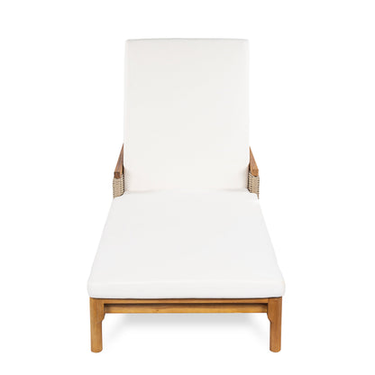 76.8" Solid Acacia Wood Sun Lounger Set of 2 with Cushions
