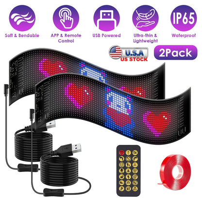2Pack 16x96 Matrix Devil Eyes Lights For Car Ultra-thin Programmable LED Car Signs with APP Remote Control DIY Design Text Patterns Animations