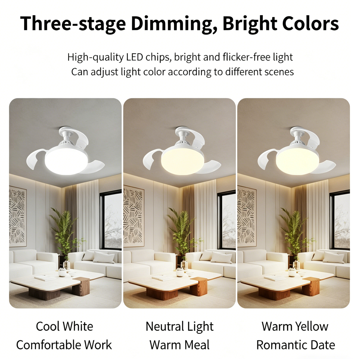 Bulb-Type Small Size Ceiling Fan With Retractable Blades
