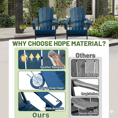 Adirondack Chairs Set of 2 - HDPE Plastic Outdoor Chairs