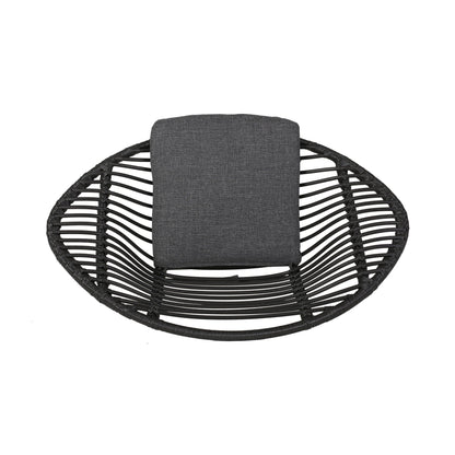 Cordella Outdoor Woven Wicker Chairs with Cushions, Set of 2