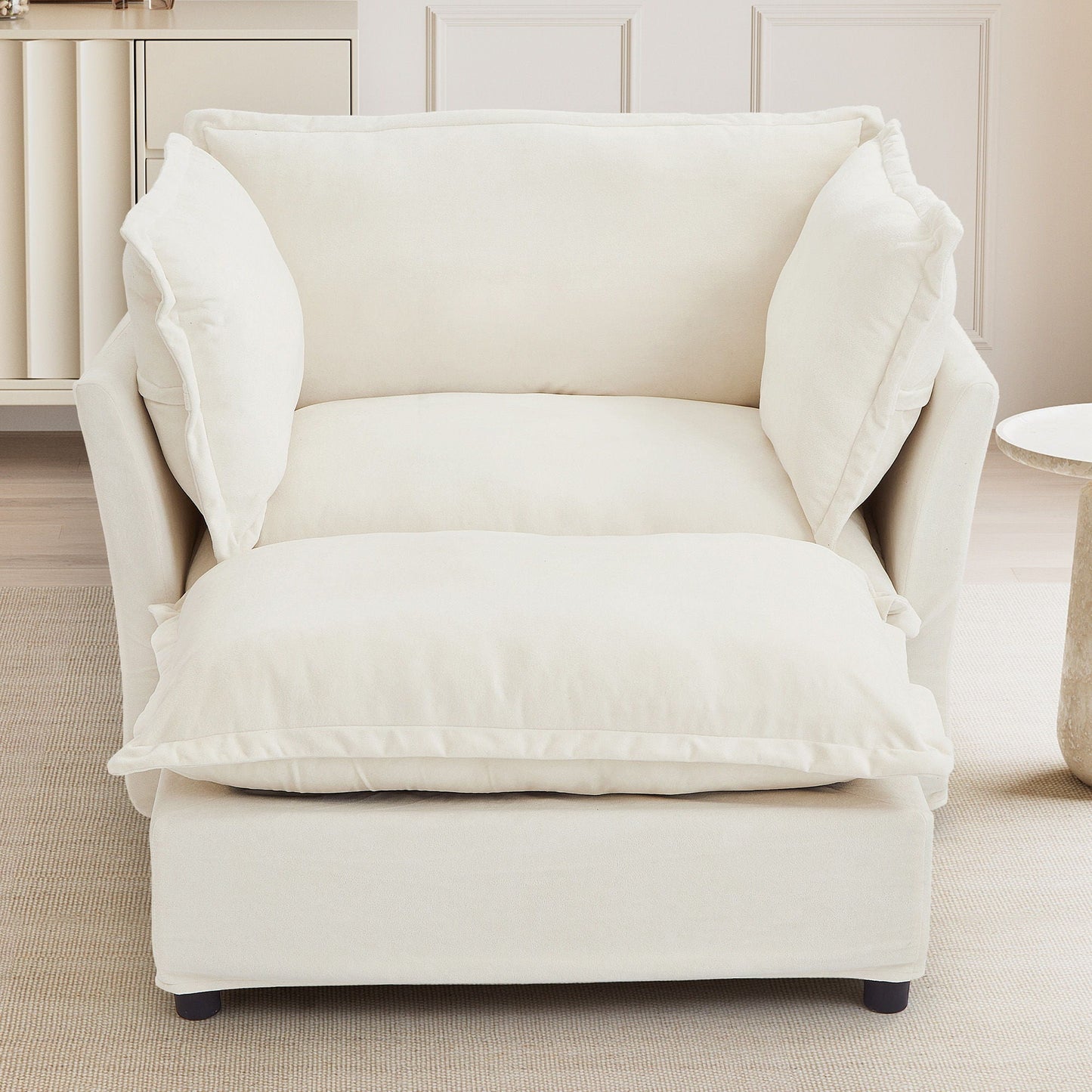 Modern Armchair Sofa With Movable Ottoman