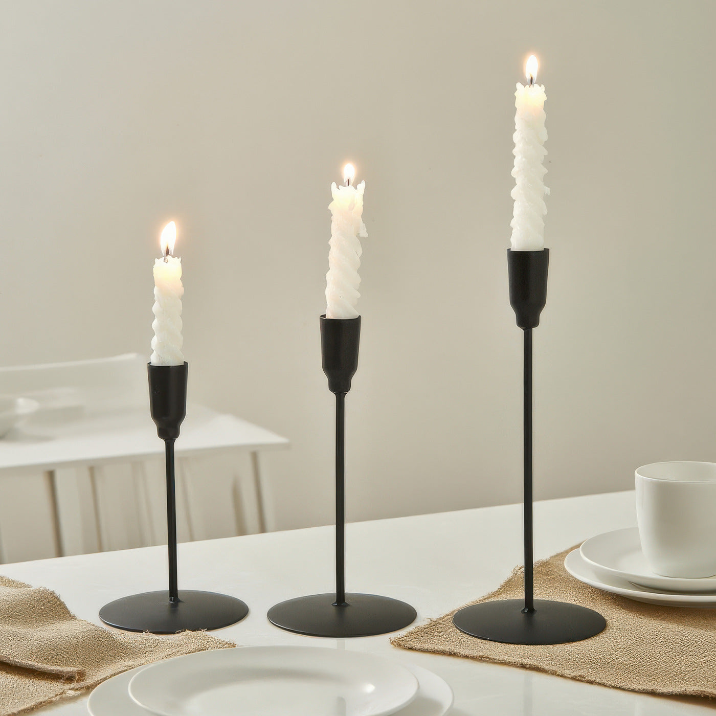 Vintage Dining Table Candle Ornaments Atmosphere