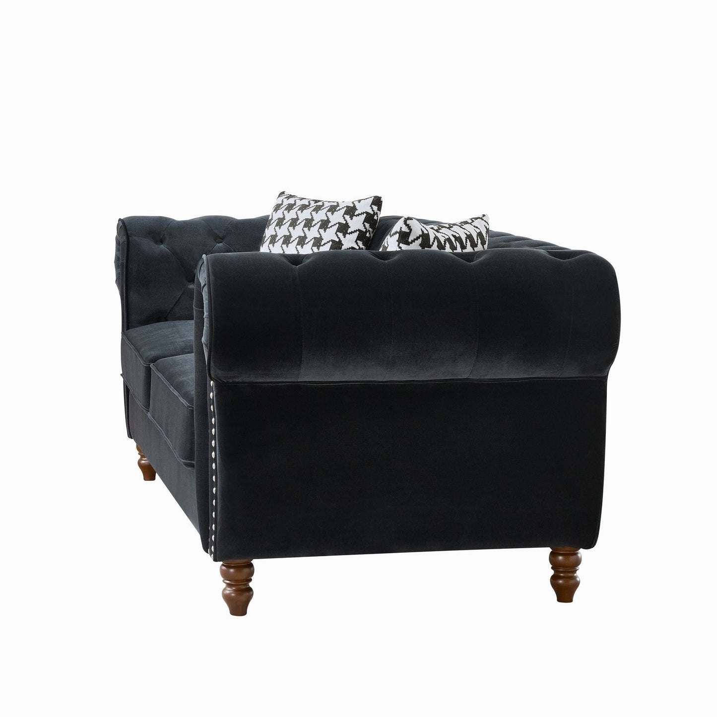 Chesterfield 3 And 2 Seater Upholstery Sofa With Roll Armrest & Nailhead Fabric Couch