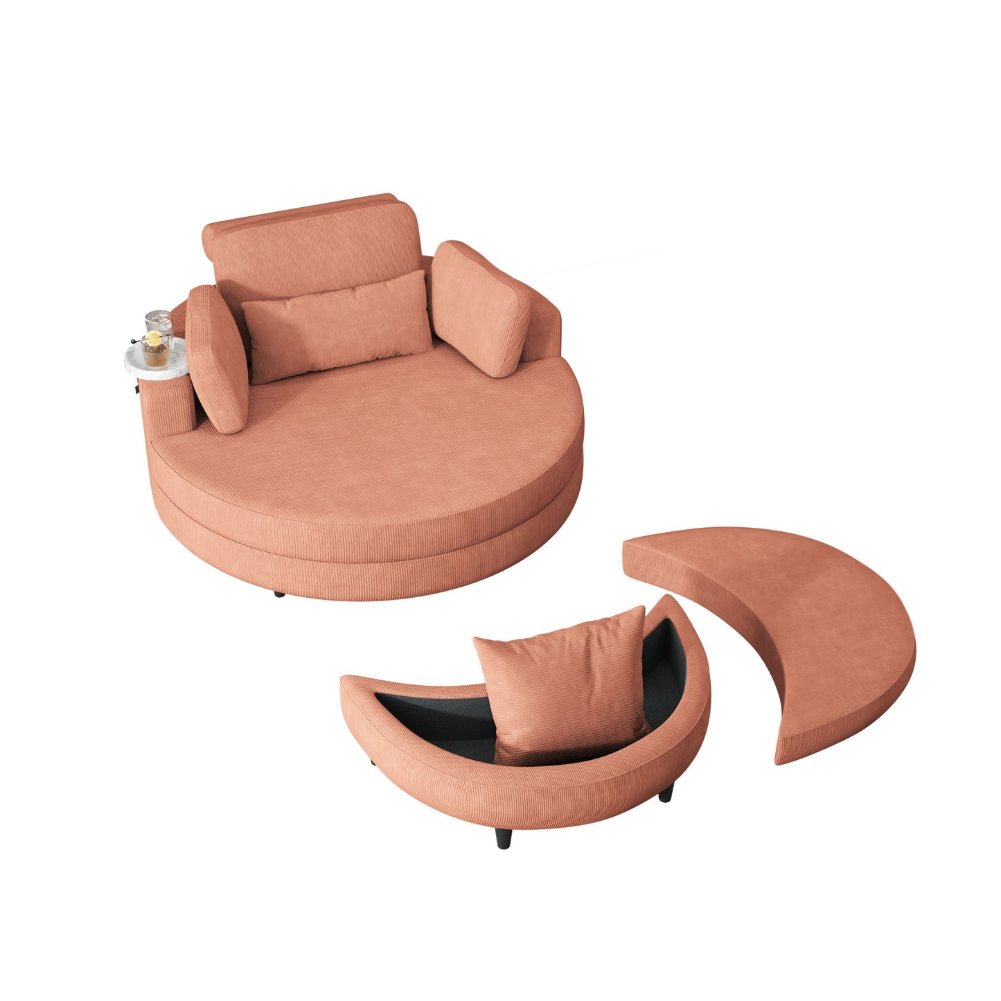 Sofa With Two Throw Pillows And A Waist Pillow With An Extra Tray For Comfortable Seating In Small Apartment Bedrooms