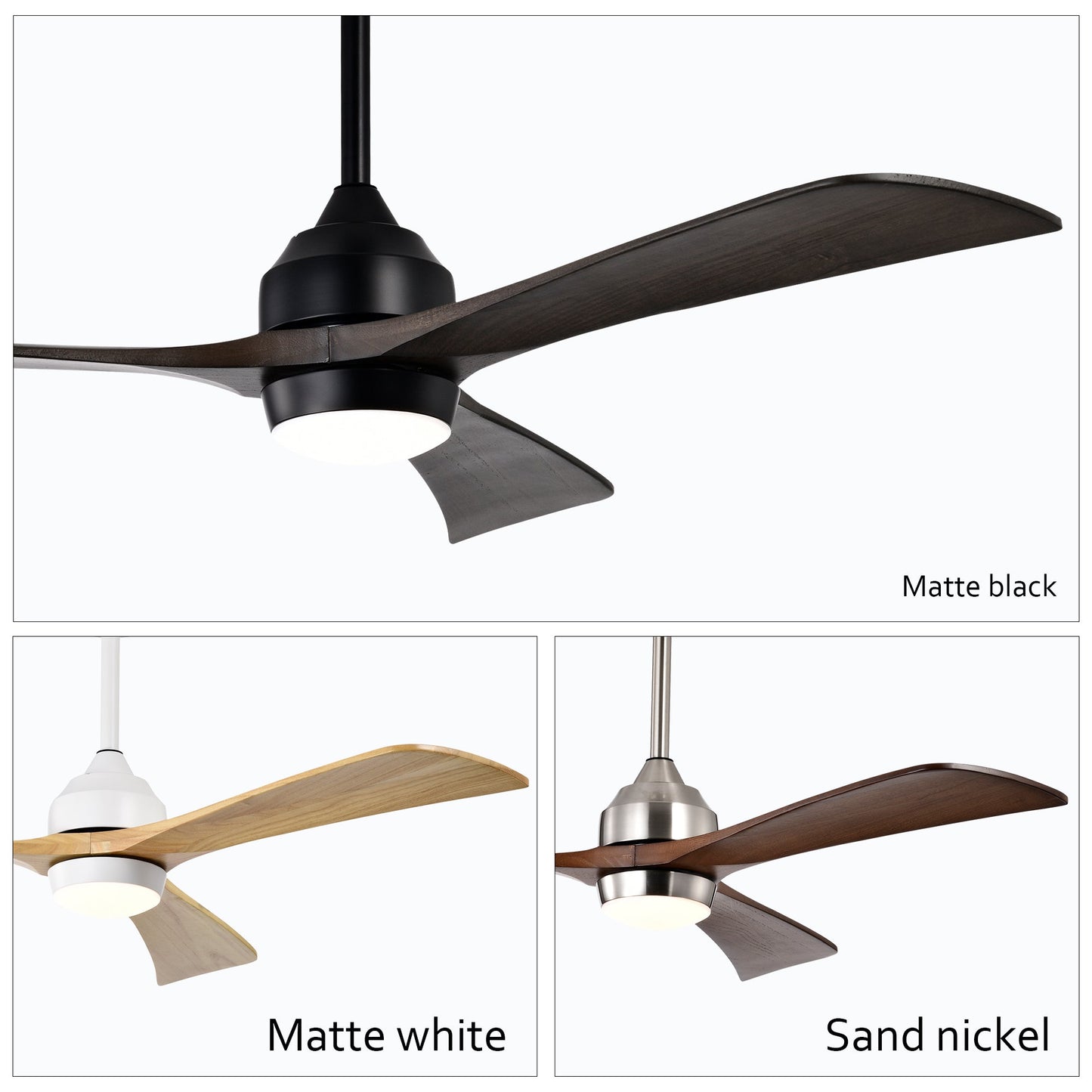52" Solid Wood Blades Ceiling Fan with Lights Remote Control, Quiet DC Motor
