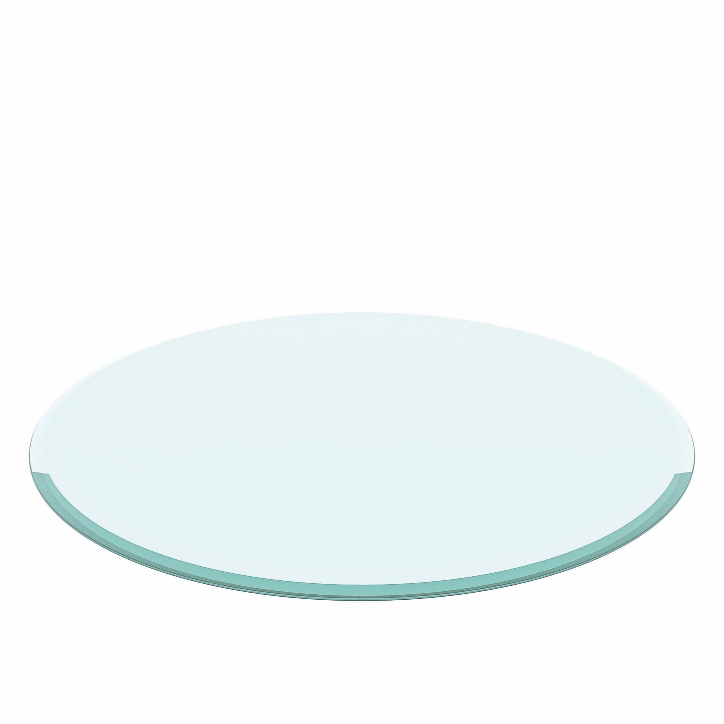 Round Tempered Glass Table Top Clear Glass, Thick Beveled Polished Edge - Black