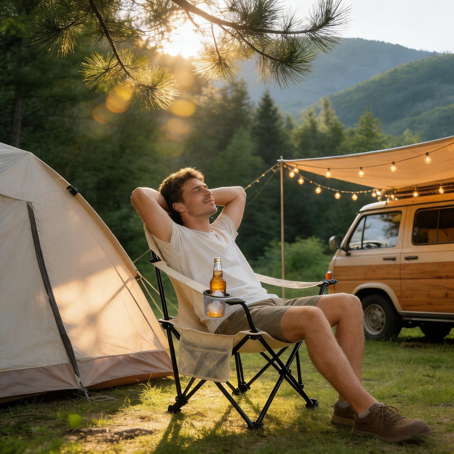 Outdoor Folding Camping Chair with Adjustable Recline