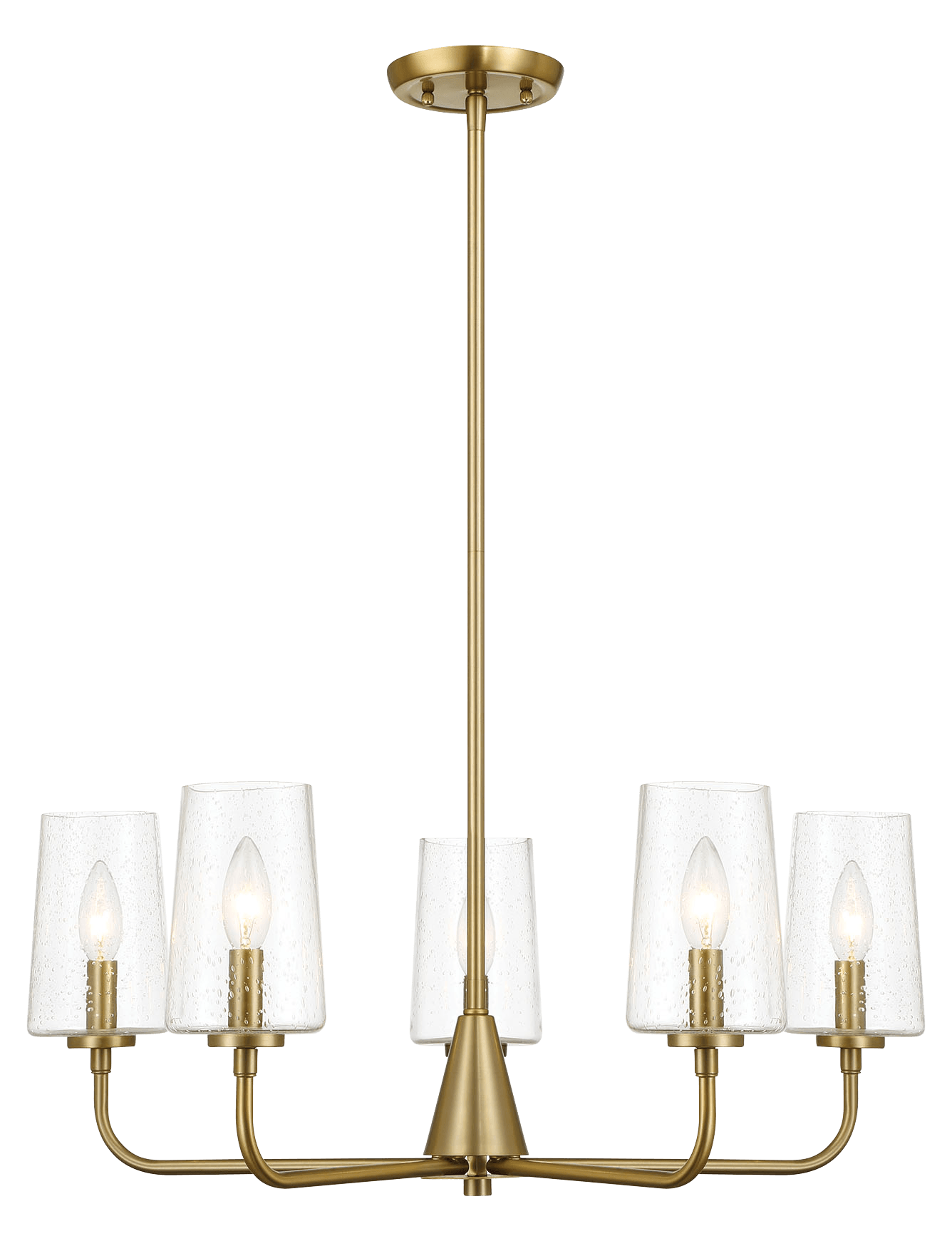 Dazzle Five Lights Chandelier With Clear Seeded Glass - Satin Brass