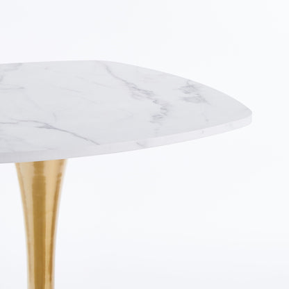 Square Tulip Dining Table For 2 - 4 People - Golden / White