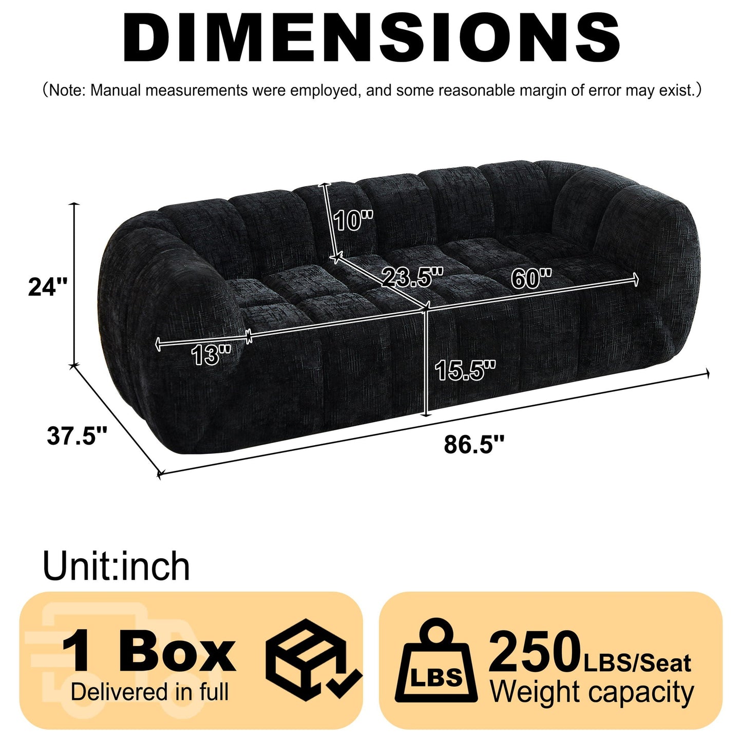 Modern Sofa With Piano Key Backrest