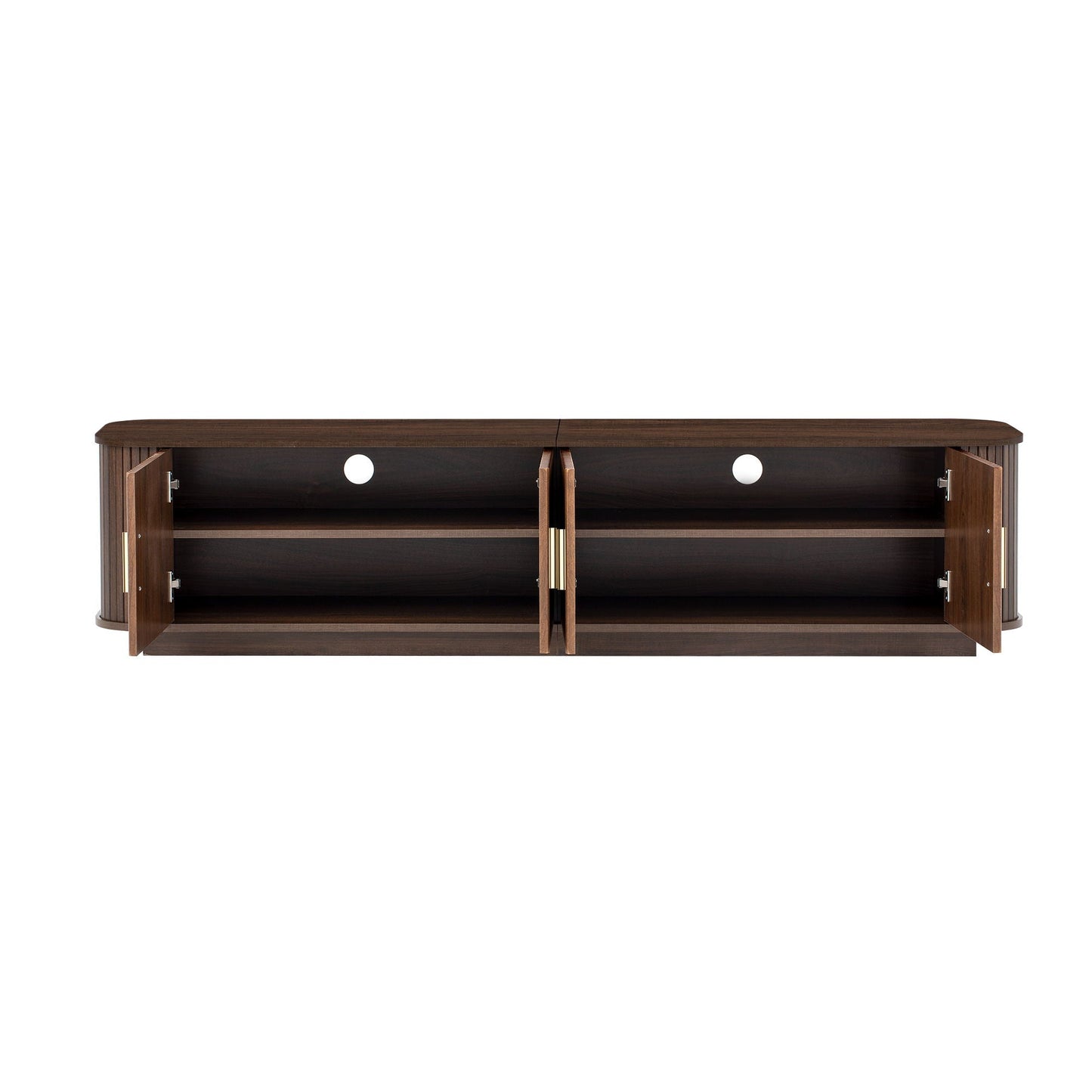 70" TV Stand With Ample Storage, Refined Curved Corners - Dark Brown