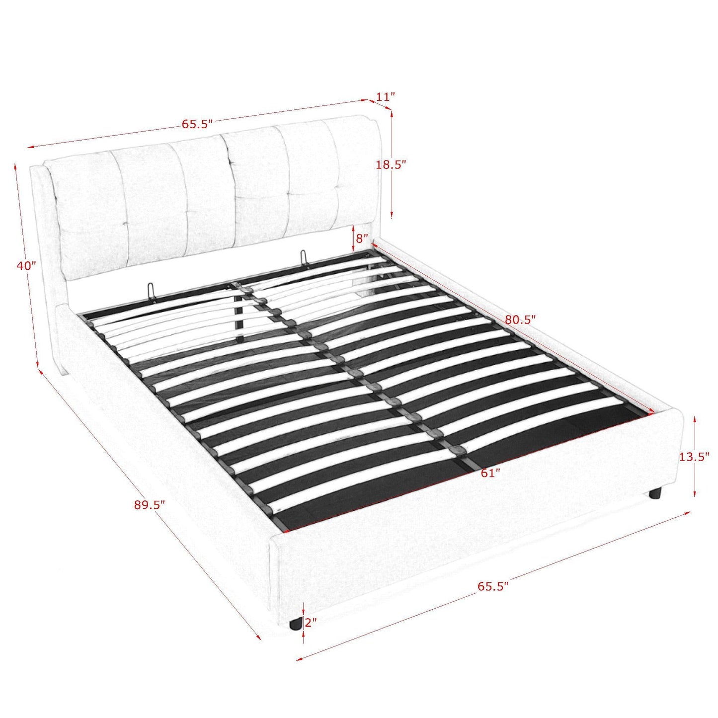 Storage Upholstered Hydraulic Platform Bed With Integrated Headboard