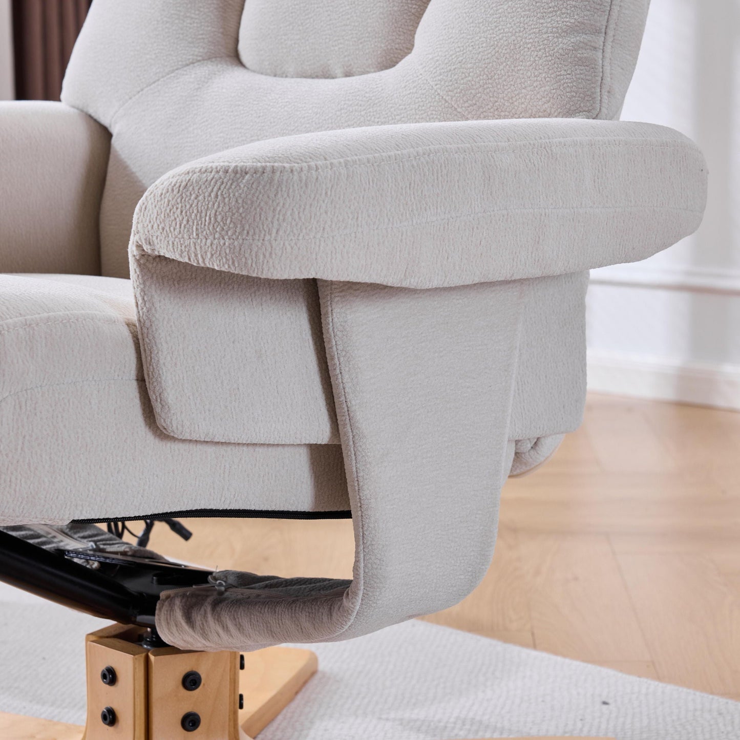 Upholstered Heated Massage 360° Swivel Accent Chair With Ottoman