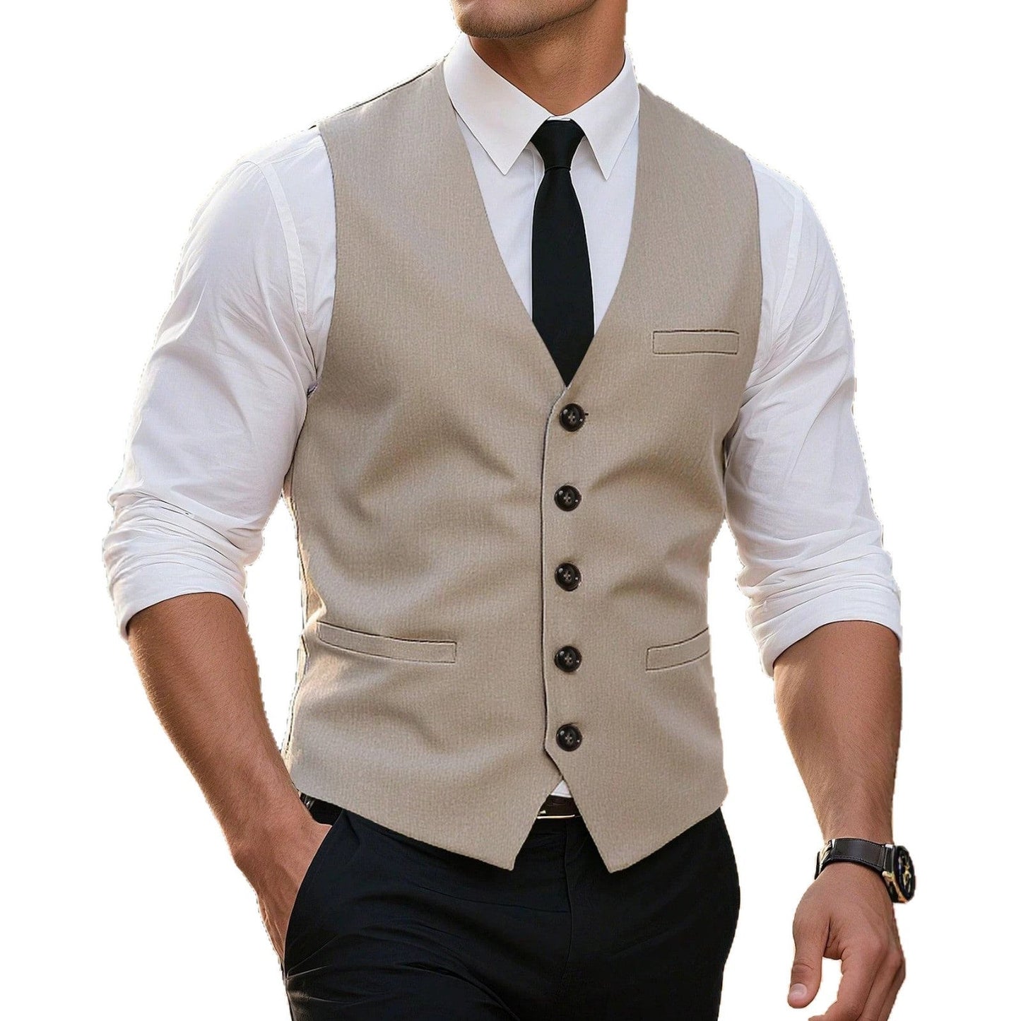 Mens Light Business-Style V-Neck Suit Vest