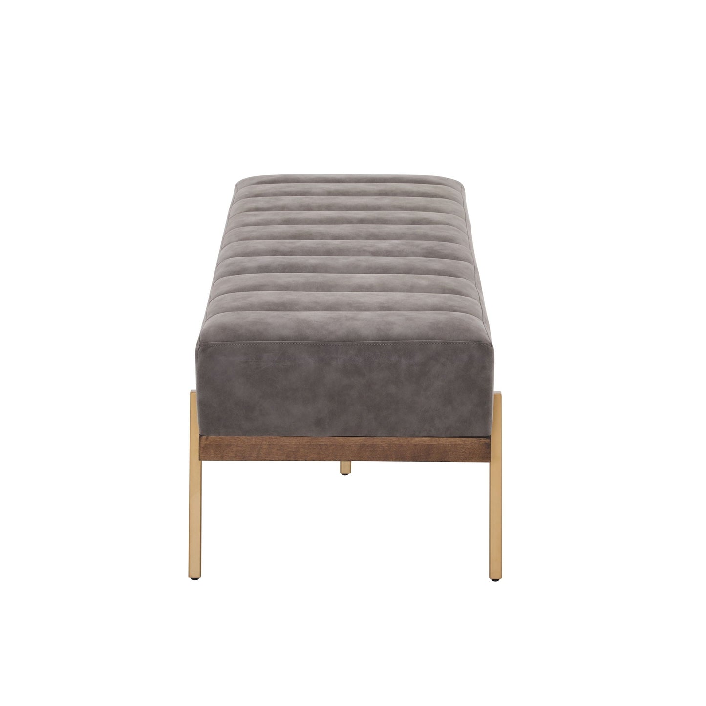 Thorian Luxury Upholstered Ottoman Bench with Channel Tufting and Metal Base
