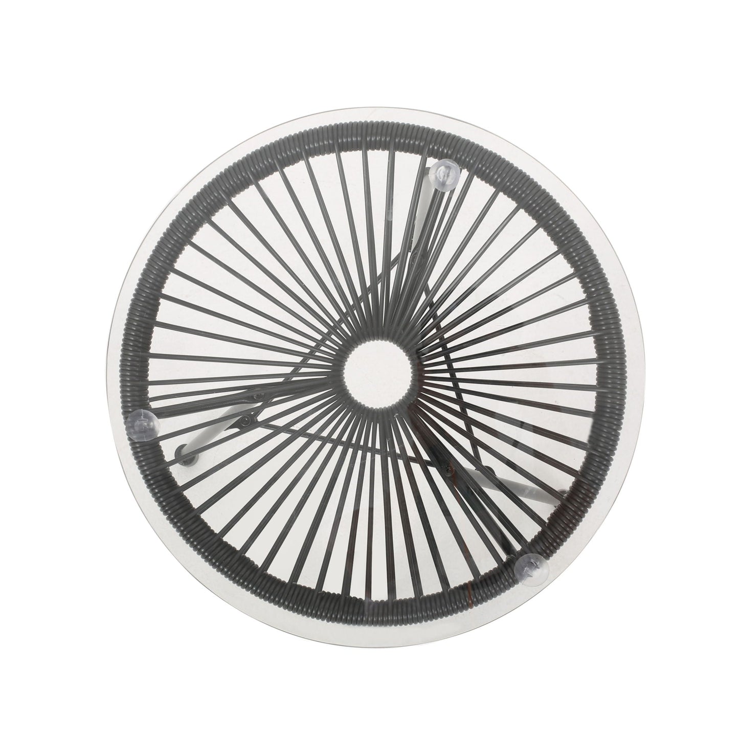 Nusa Modern Rattan Side Table With Tempered Glass Top