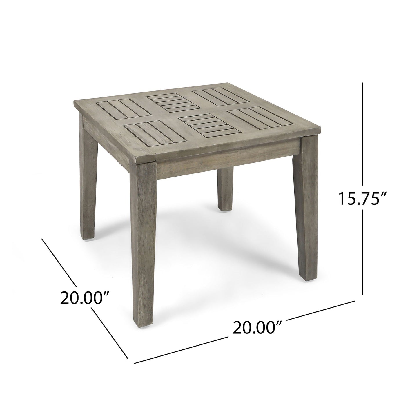 Dexterity Outdoor Square Side Table with Wood Frame - Gray