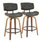 Lombardi - Mid-Century Modern Fixed Height Counter Stool With Swivel With Round Footrest (Set of 2)