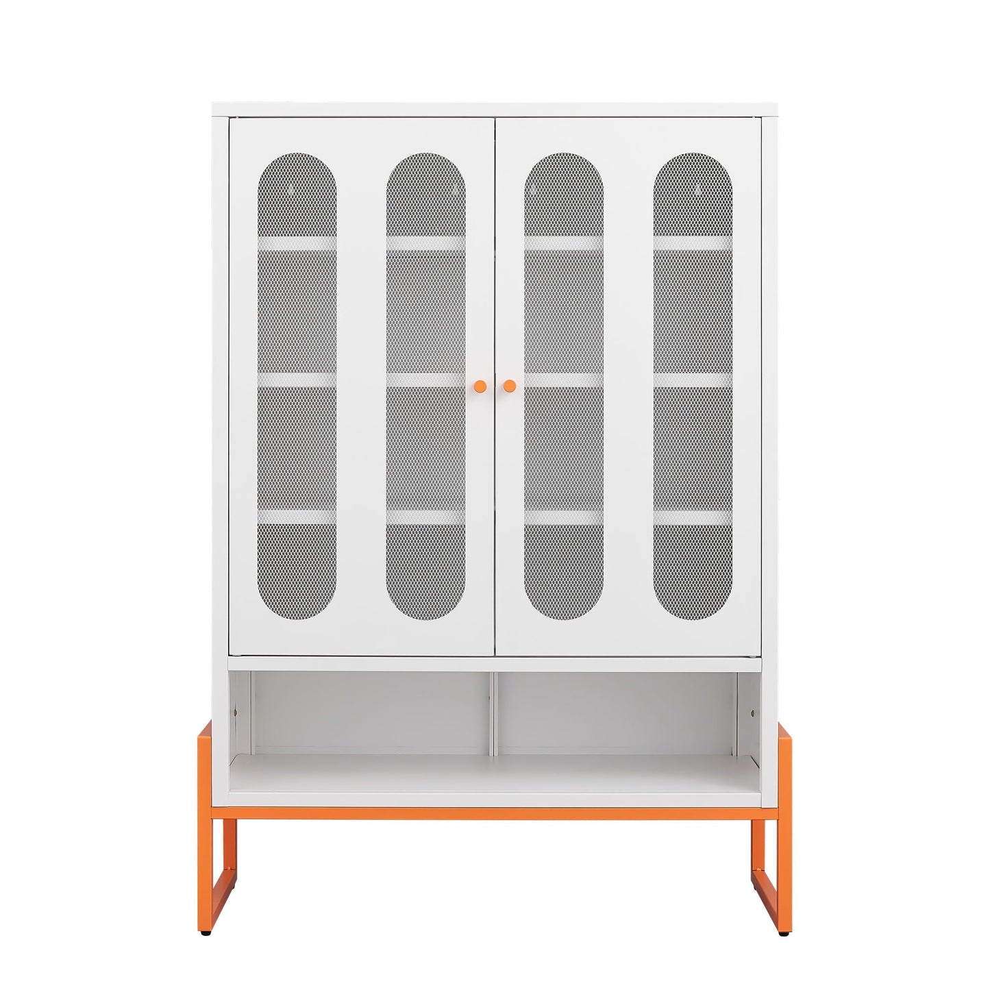 Modern Metal Shoe Cabinet With DoublebSided Doors And Adjustable Partitions