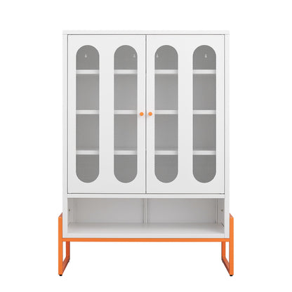 Modern Metal Shoe Cabinet With DoublebSided Doors And Adjustable Partitions