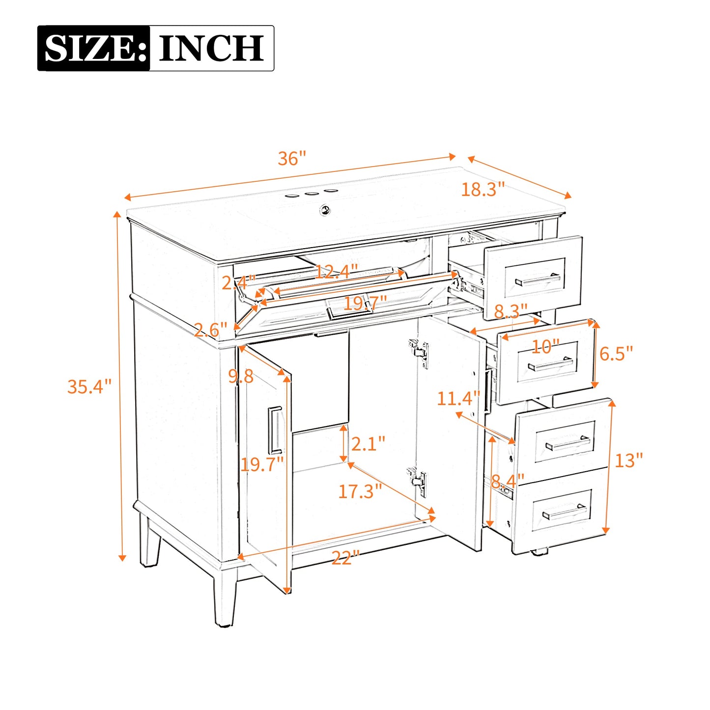 36" Light Green Bathroom Vanity