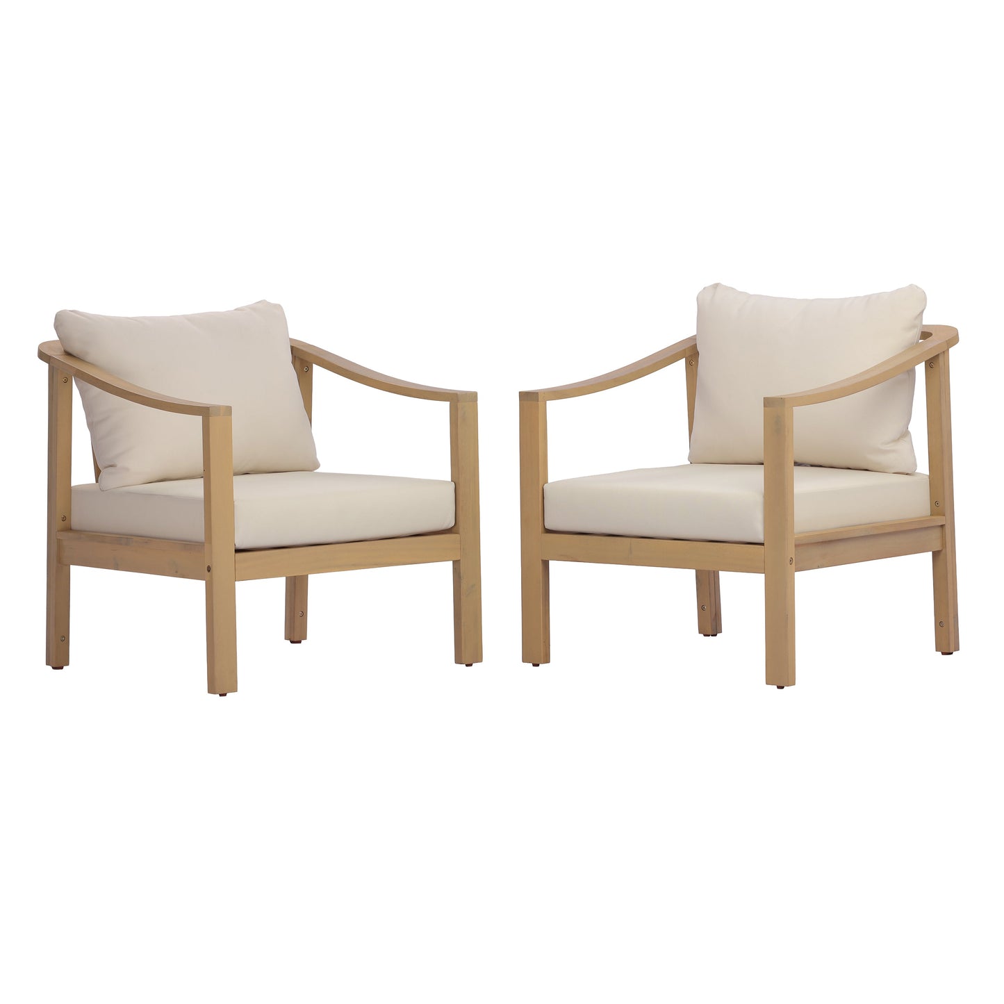 Acacia Wood Patio Furniture Club Chair Set of 2