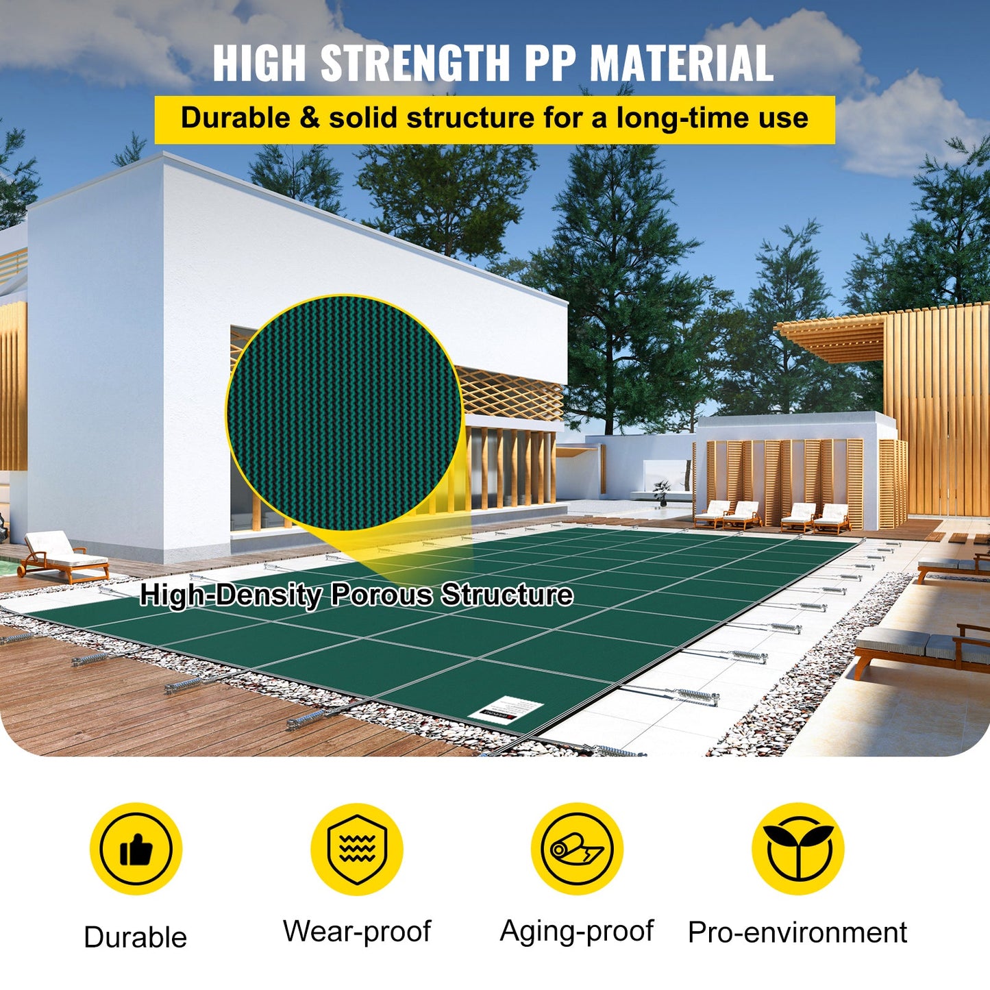 Pool Safety Cover 16x40 Ft, Inground Rectangle Cover