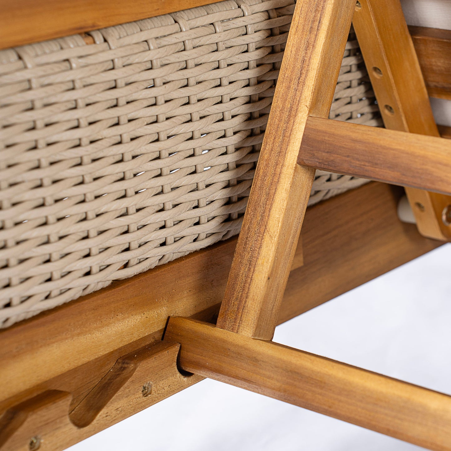 76.8" Solid Acacia Wood Sun Lounger Set of 2 with Cushions