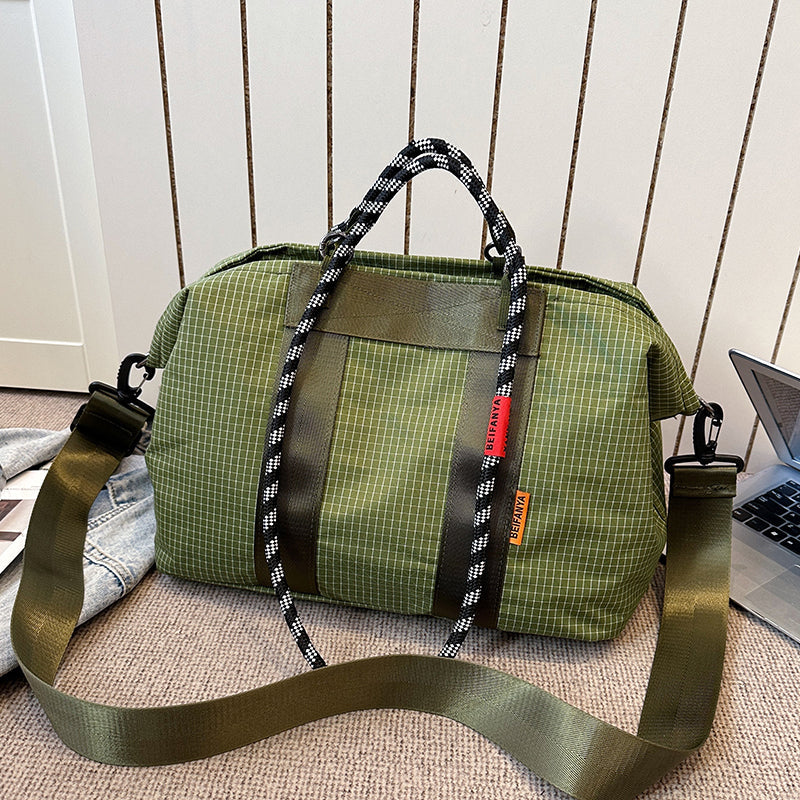Grid Pattern Large Capacity Tote Bag