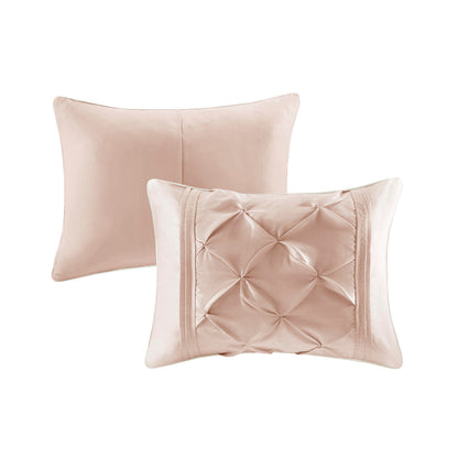 7 Piece Tufted Comforter Set Blush King