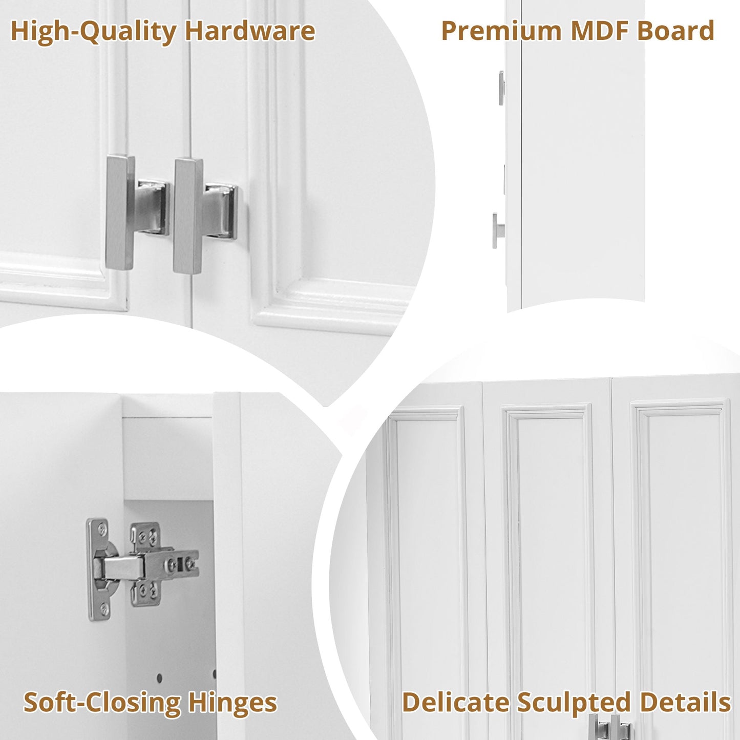 Wall Mounted Bathroom Cabinet With 5 Adjustable Shelves