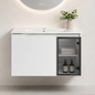 30" Wall-Mounted Bathroom Vanity With Ceramic Sink, Glossy
