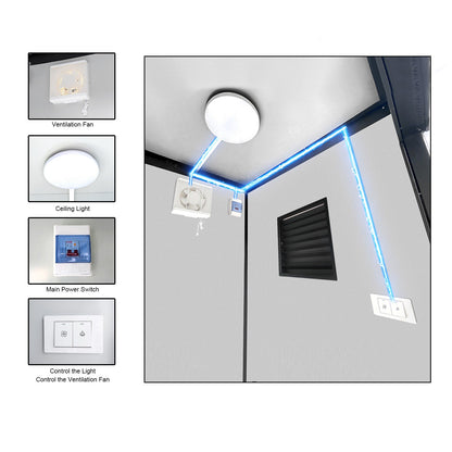 Portable Toilet Cabin - Outdoor Shower Room with Shower, Lights, Sink, and Ventilation Fan