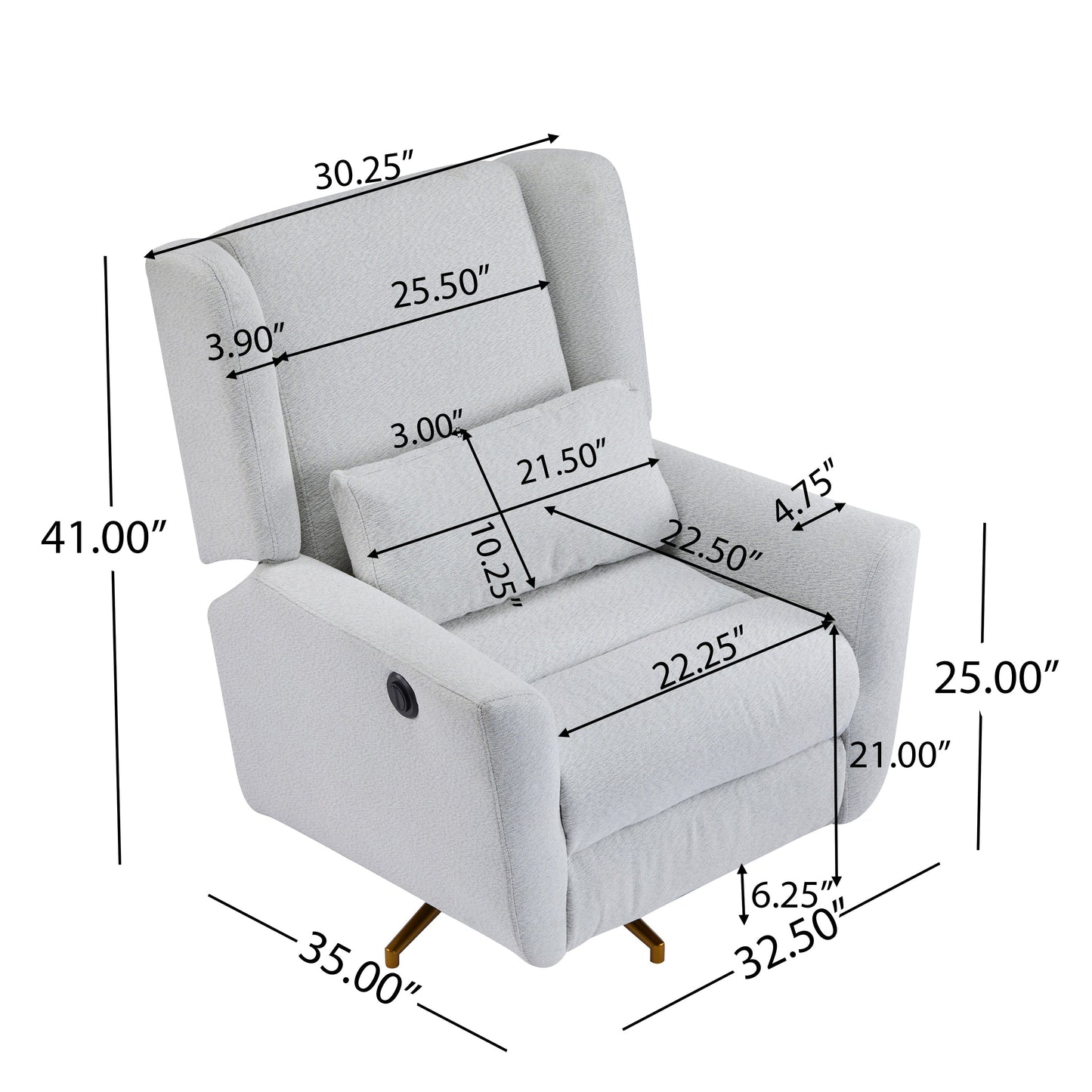 Power Recliner Chair Swivel Upholstered 360° Swivel Recliner