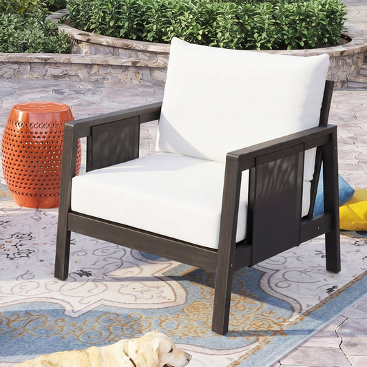 Outdoor Club Chair with Acacia Wood Frame