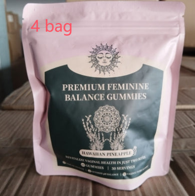 Premium Feminine Balance Gummies, Hawaiian Pineapple Flavor, Supports PH Balance & Vaginal Health, 60 Gummies, 30 Servings