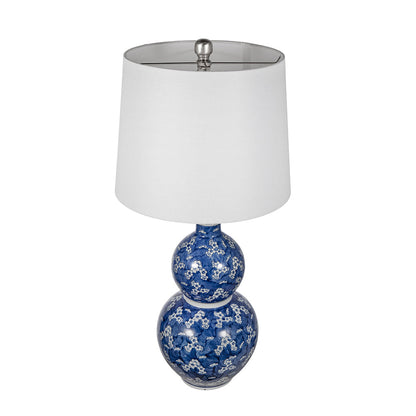 D13x25.7' Blue and White Round Two-Tiered Ceramic Vase Lamp