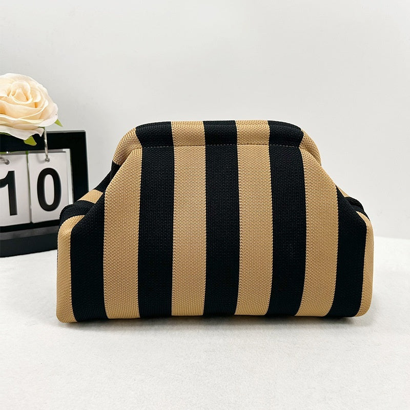 Womens Knitted Bag Striped Clutch