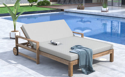 TREXM 1-Piece Farmhouse Wooden Outdoor Sunbed for 2 People