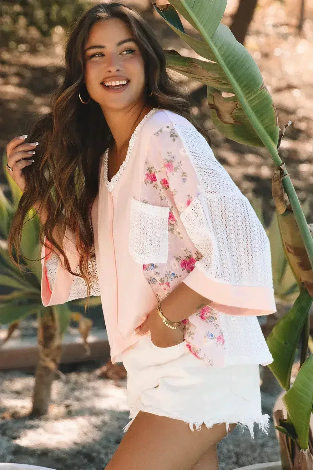 Floral Lace Crochet Blouse - Batwing Sleeves | S-2XL | Femstylo