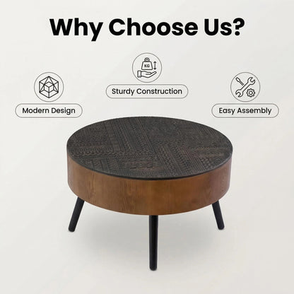 Round Coffee Table With Storage Function For Living Rooms