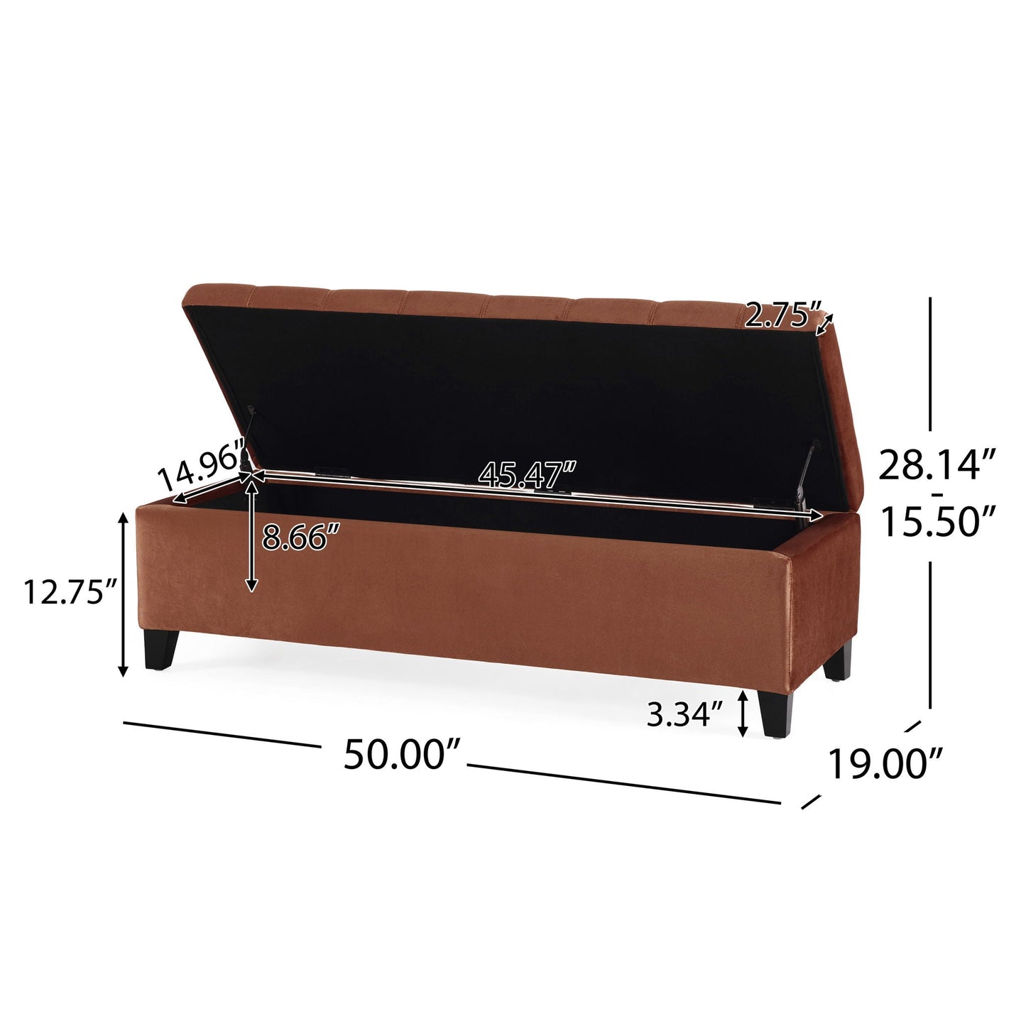 Wendover Elegant Tufted Storage Bench With Lift-Up Top And Birch Wood Legs