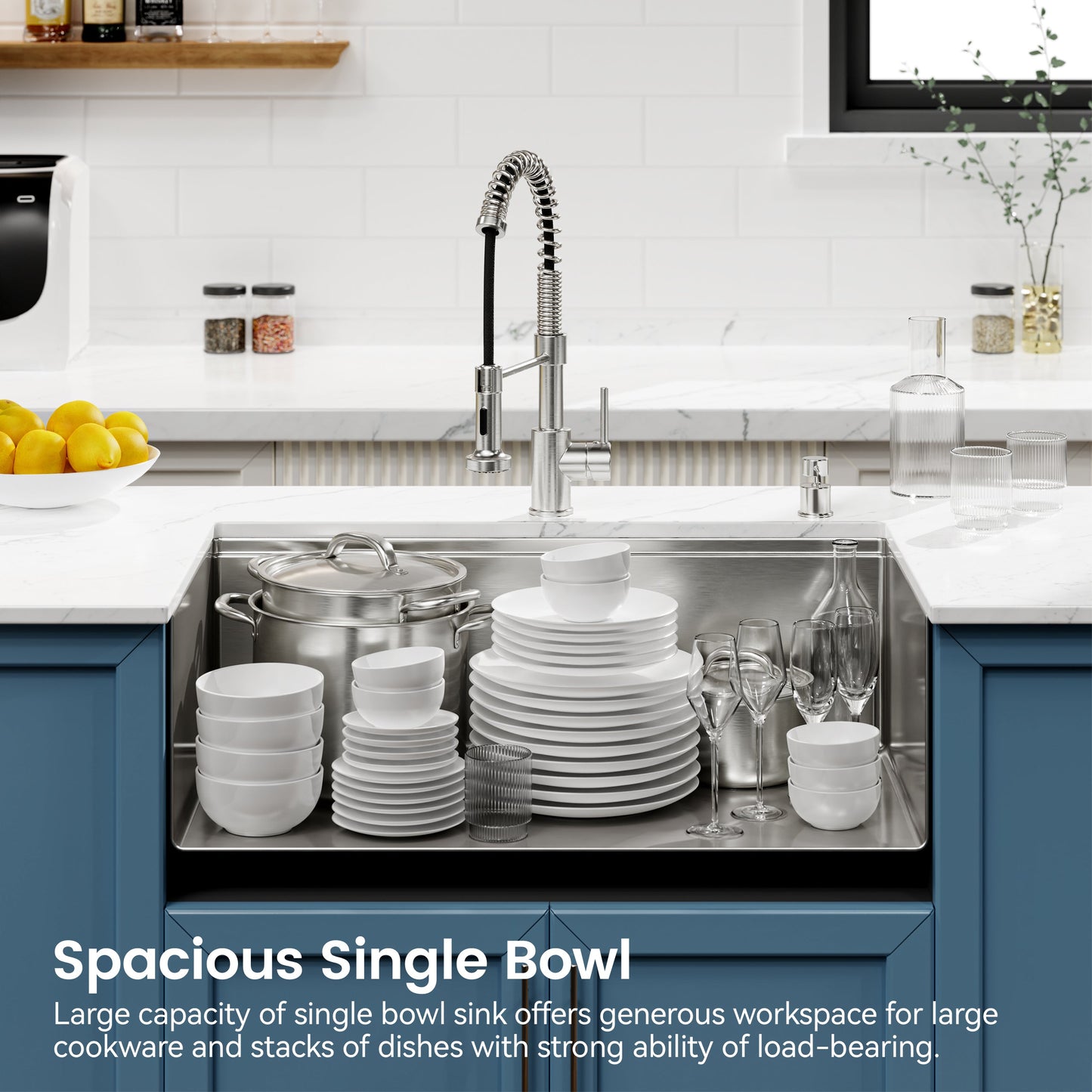 Stainless Steel Kitchen Sink, 30″x19″ Single Bowl, Undermount