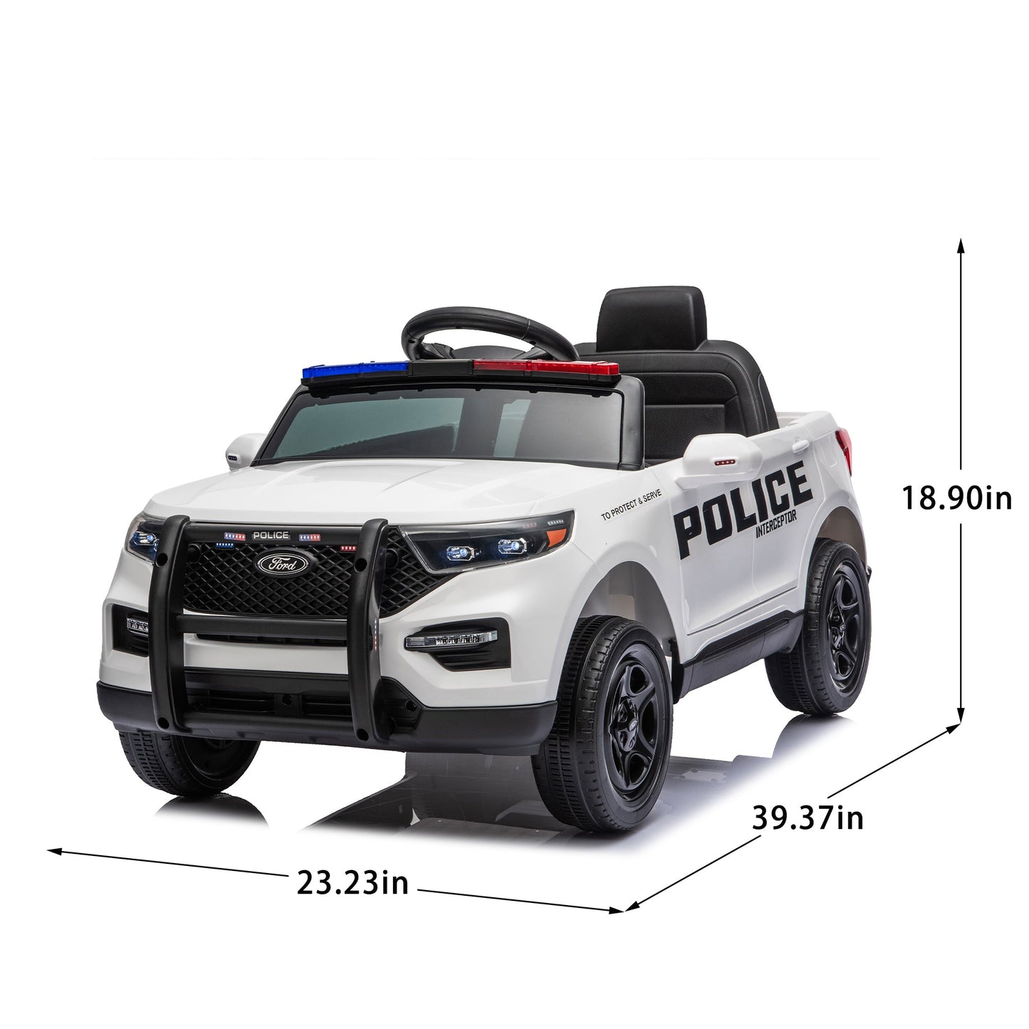Licensed Ford Police 12V Ride-On Truck with Parental Remote Control
