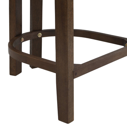 26" Counter Height Bar Stool, Upholstered Counter Stools (Set of 2) - Walnut & Beige