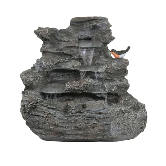 Concrete Rock Waterfall Fountain with LED Lights