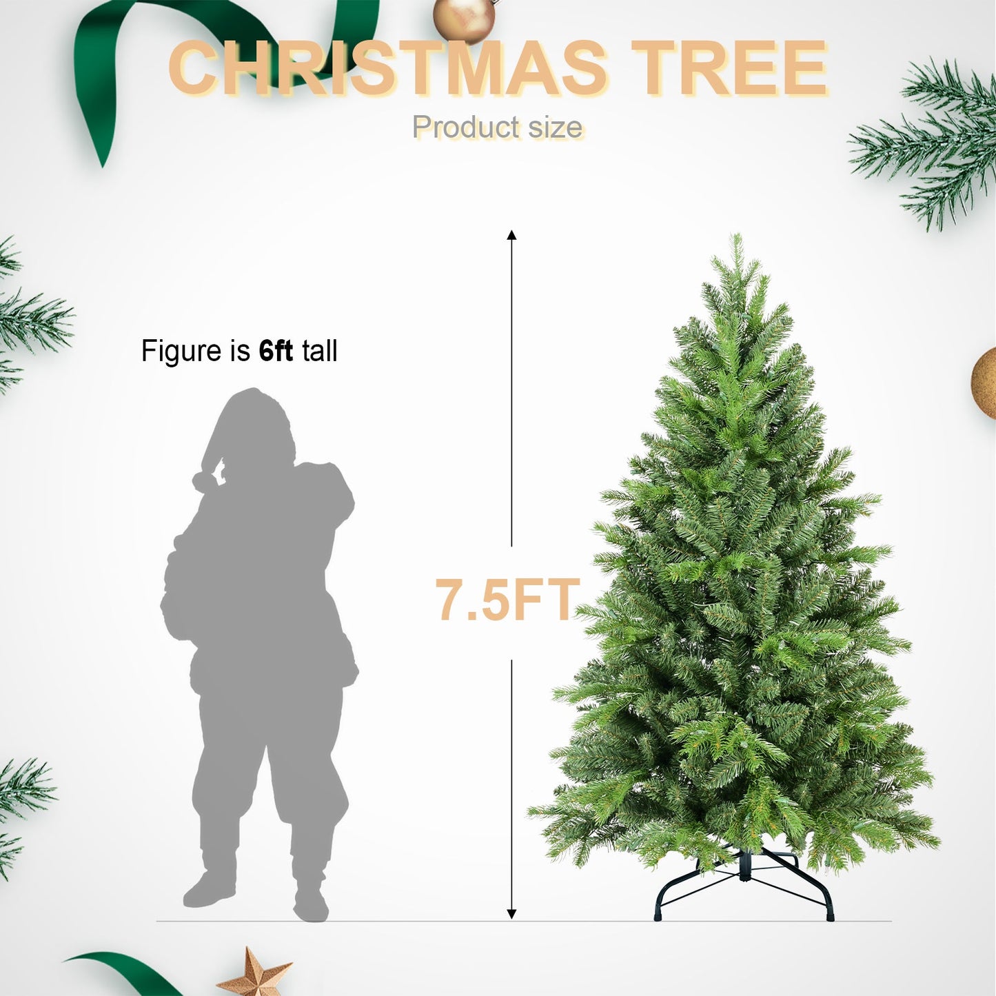 8FT Christmas Tree with 1847 PE+PVC Tips
