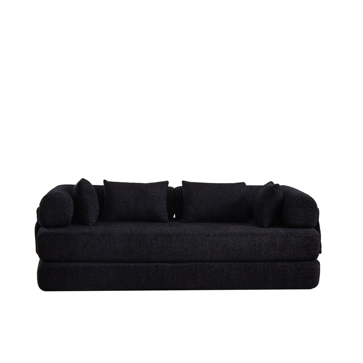 Convertible Sleeper Sofa Bed With Cylindrical Pillow
